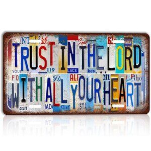 Vintage “Trust In The Lord With All Your Heart” Metal Wall Decor Sign 12x6